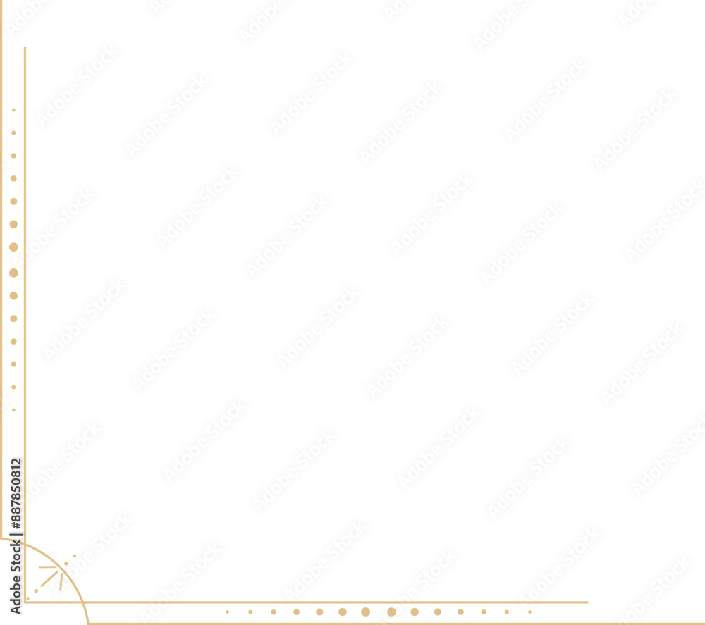 Wall mural line golden frame, celestiam minimal esoteric border, mystyc linear decoration with dots, corners is