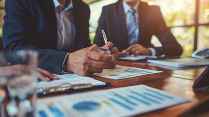 Fototapeta premium Serious Financial Advisor Discussing Management Strategies in Conference Room