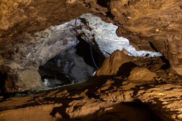 The interior view of the natural and historical cave of Karaftu and the place of human habitation...
