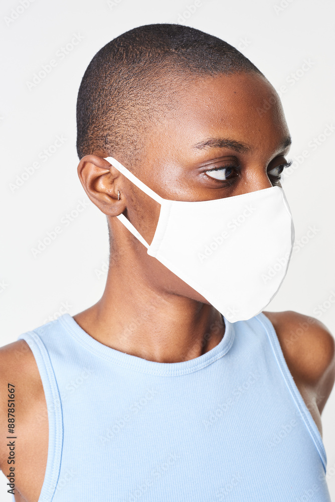 Sticker PNG woman in face mask mockup