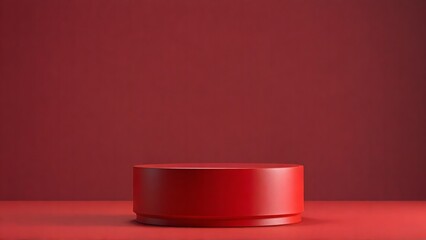 Studio Podium With Red Round for product placement and red gift box