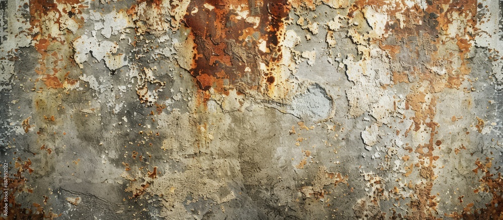 Aufkleber A retro pattern wall with a vintage or grungy background of natural cement or stone texture creates a concept wall banner with an aged rusted material for a metaphorical copy space image