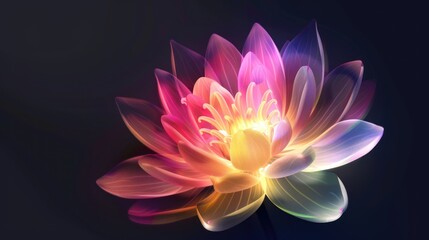 Vibrant Neon Lotus Blossom