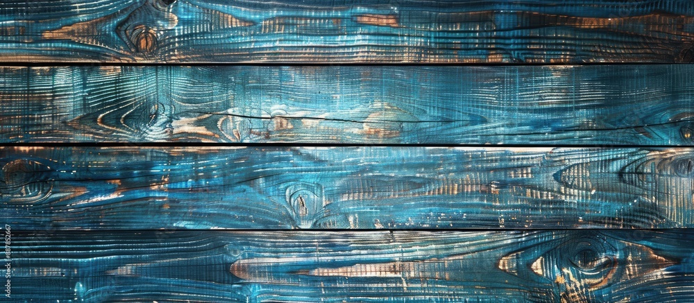 Poster wide textured blue rustic wooden background with copy space image