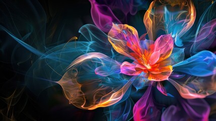 Abstract Flower with Vibrant Colors and Light Effects
