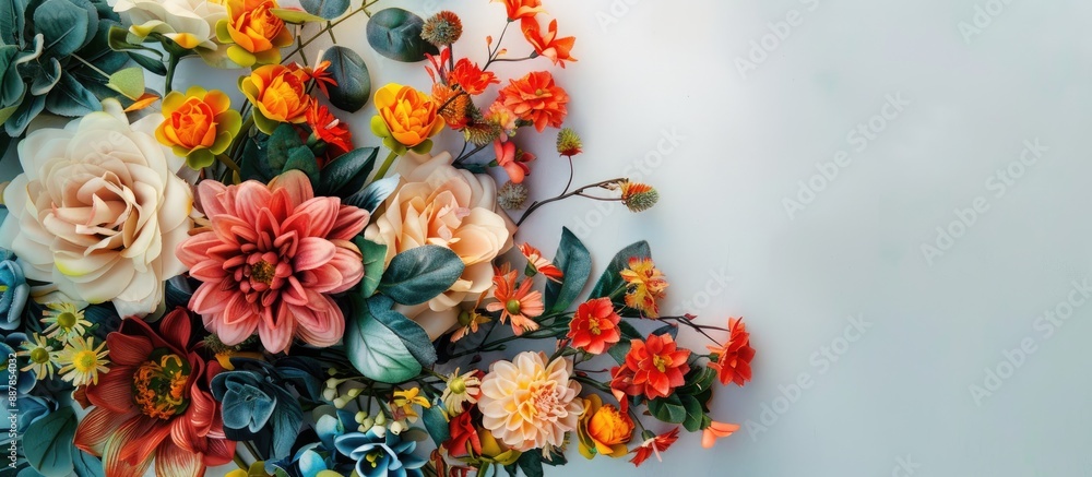 Leinwandbilder a decorative arrangement of artificial flowers with a blank area for additional image or text