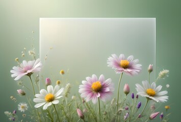 beautiful bright flowers with empty clean space for text