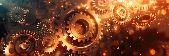Gearwheel Technology: Abstract Industrial Background with Teamwork Concept