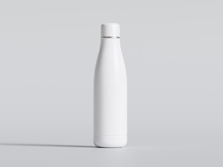 Water bottle Steel metal thermo flask, 3d render mockup. Reusable stainless steel sport bottle,...