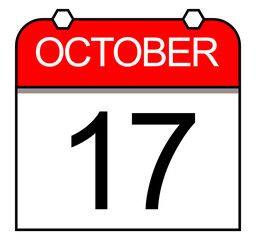 Daily calendar of October 17 on a white background. Deadline.