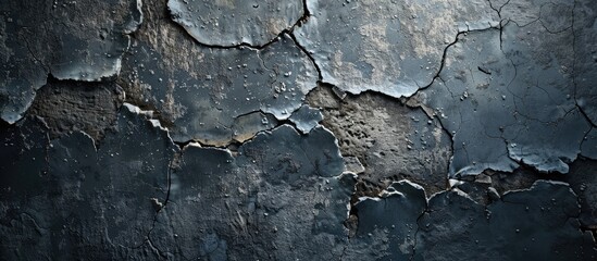 Obraz premium Dark and cracked old concrete wall with empty copy space image textured in dark paper for writing or art