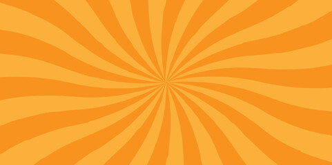 Seamless retro vintage burst sunrise sunbeam element spiral striped illustration sunray template wallpaper design. Vector orange sun rays and sunburst backdrop background.