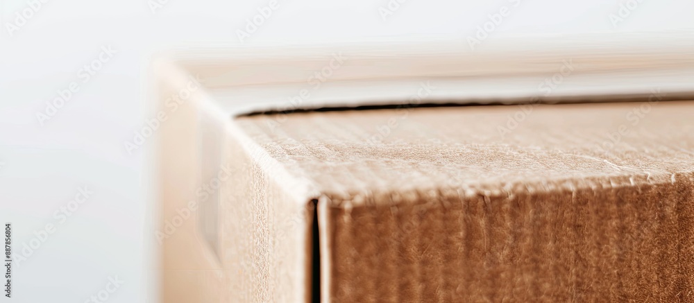 Poster Close up of a brown cardboard box against a white backdrop with copy space image available