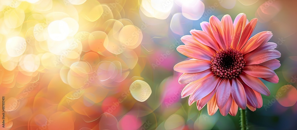 Aufkleber beautifully vibrant flower with a blurred bokeh background in a copy space image