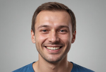Fototapeta premium Portrait view of a regular happy smiling Russia man, ultra realistic, candid, social media, avatar image, plain solid background