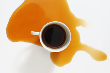Coffee spilled on the table