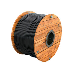 Wooden cable spool. Isolated on transparent background.