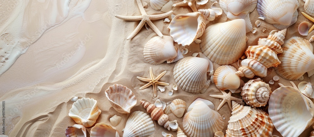 Poster Paper featuring seashells as a background for your text with copy space image