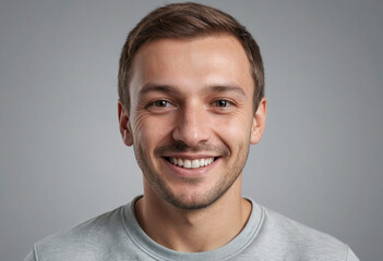 Fototapeta premium Portrait view of a regular happy smiling Belarus man, ultra realistic, candid, social media, avatar image, plain solid background