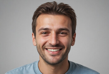 Portrait view of a regular happy smiling Bosnia and Herzegovina man, ultra realistic, candid, social media, avatar image, plain solid background