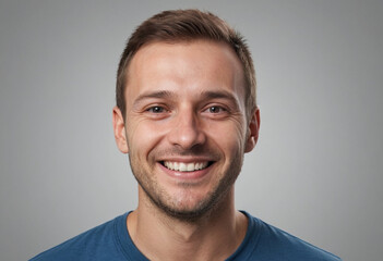 Fototapeta premium Portrait view of a regular happy smiling Estonia man, ultra realistic, candid, social media, avatar image, plain solid background