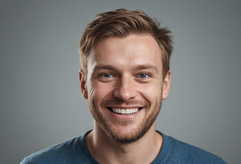 Fototapeta premium Portrait view of a regular happy smiling Iceland man, ultra realistic, candid, social media, avatar image, plain solid background