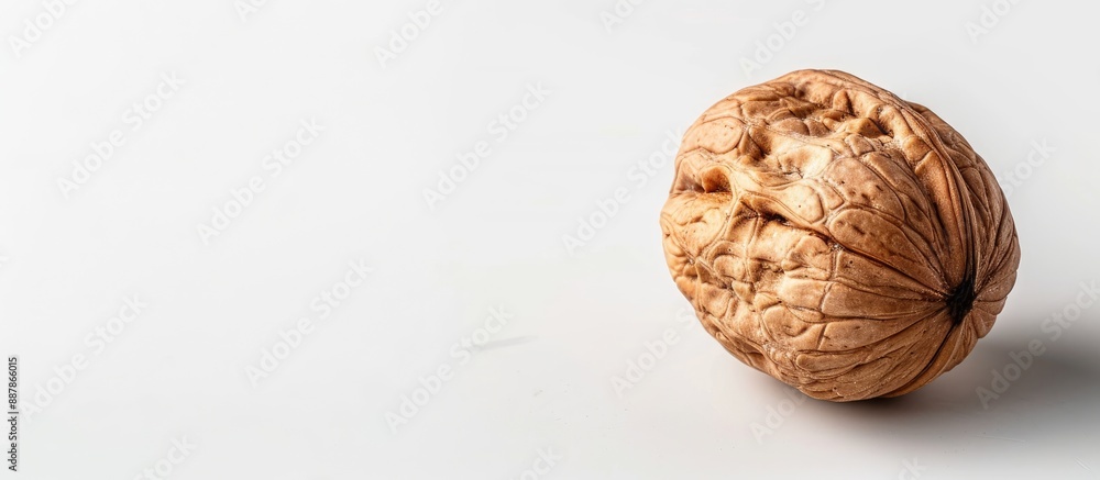 Poster a nut displayed on a white backdrop with ample copy space image