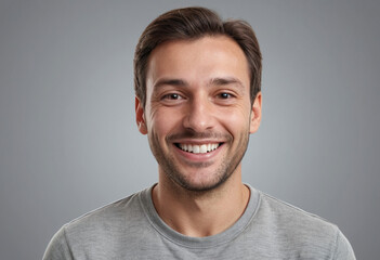 Fototapeta premium Portrait view of a regular happy smiling Luxembourg man, ultra realistic, candid, social media, avatar image, plain solid background
