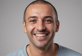 Fototapeta premium Portrait view of a regular happy smiling Malta man, ultra realistic, candid, social media, avatar image, plain solid background