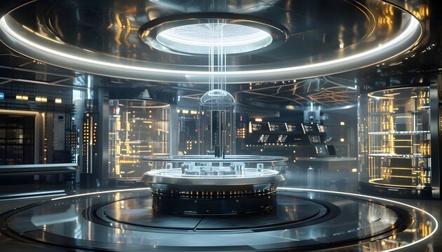 Futuristic Control Room with Rotating Platform