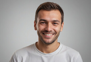 Portrait view of a regular happy smiling Montenegro man, ultra realistic, candid, social media, avatar image, plain solid background