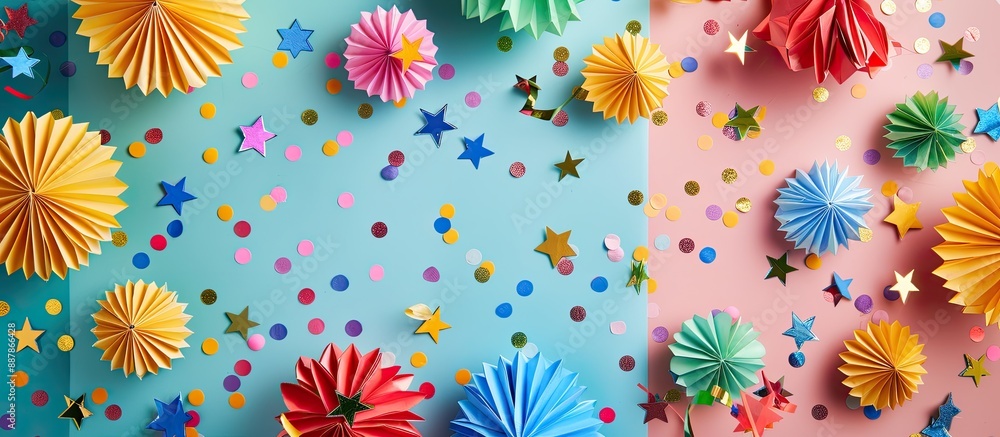 Poster happy new year text showcased on a colorful prop background for anniversary celebrations captured in