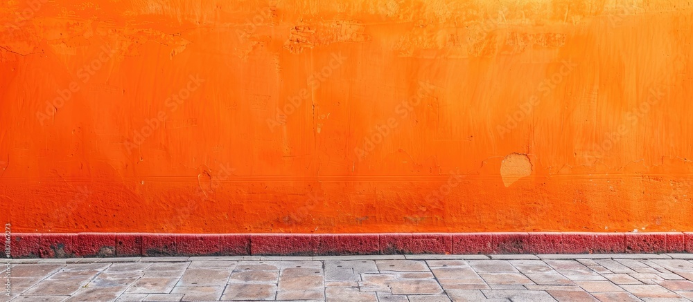 Poster A vivid orange wall serves as a background with plenty of copy space image available for customization or text overlay