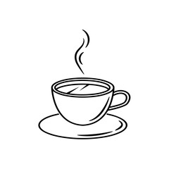 Cup with hot drink coffee tea cocoa doodle icon. Vector hand drawn sketch illustration.