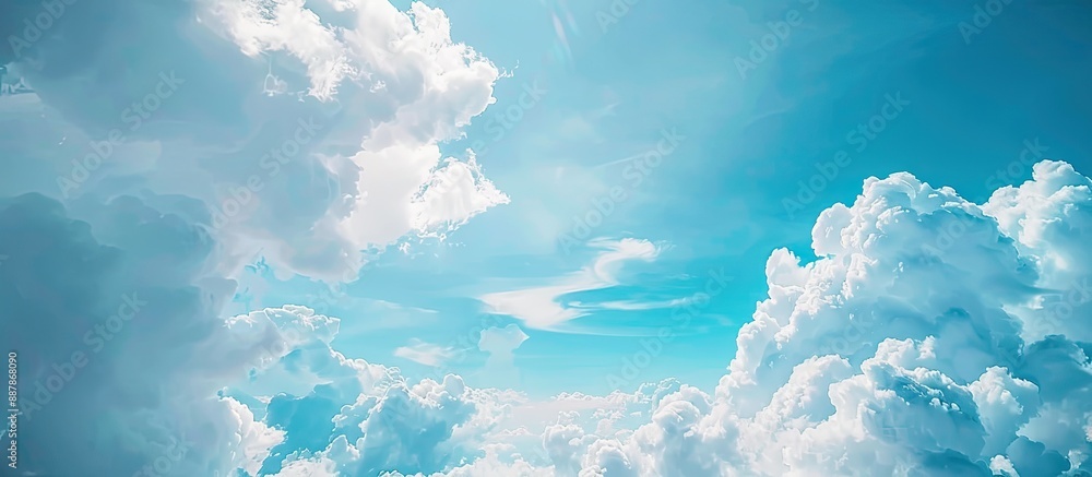 Aufkleber blue sky with fluffy clouds a serene copy space image