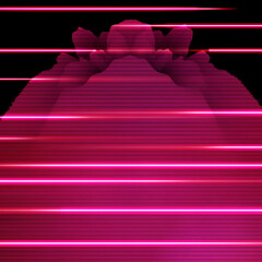 Several bright and glowing magenta horizontal stripes on a black background