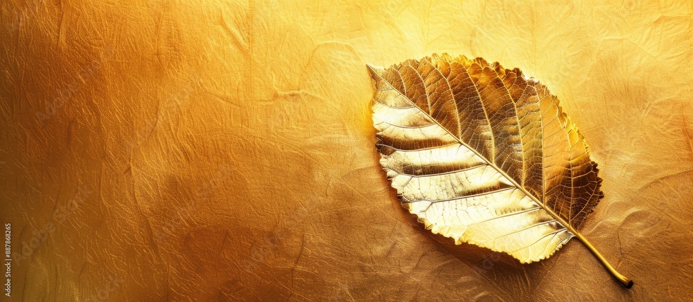 Poster shiny golden leaf with a luxurious gold foil texture background adding elegance to the copy space im