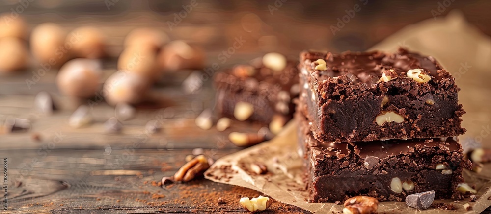 Aufkleber indulge in a decadent chocolate brownie with a sprinkling of nuts enjoy this delightful chocolate tr