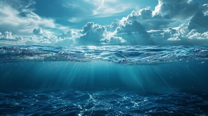Fototapeta premium Ocean Waves Under the Sunlit Sky