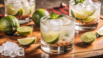 Fototapeta premium A refreshing caipirinha in a rocks glass.