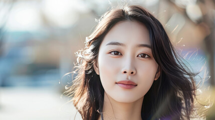 Beautiful Korean Woman with Radiant Smile