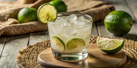 Fototapeta premium A refreshing caipirinha in a rocks glass.