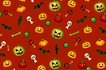 Halloween ghost seamless pattern background. Holiday cute ghost cartoon character. Ai generate