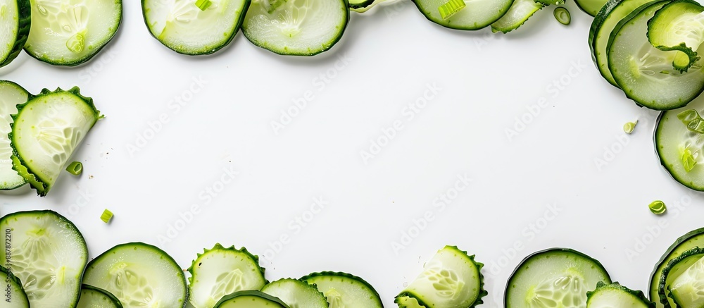 Poster Cucumbers creatively aligned around a blank copy space image