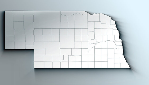 Modern Dynamic White Map of Nebraska with Counties