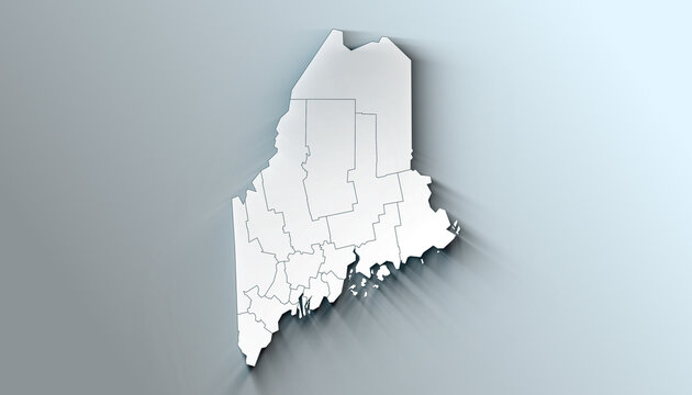 Modern Dynamic White Map of Maine with Counties