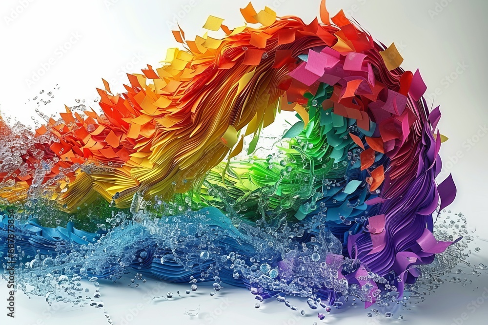 Aufkleber abstract colorful wave, creating a dynamic and vibrant visual effect with fluid lines and bold gradi
