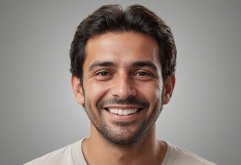 Obraz premium Portrait view of a regular happy smiling Costa Rica man, ultra realistic, candid, social media, avatar image, plain solid background