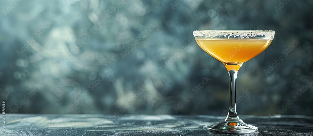 Poster the sidecar cocktail is garnished with a sugared rim in a copy space image