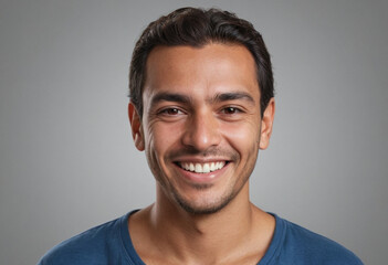 Fototapeta premium Portrait view of a regular happy smiling Nicaragua man, ultra realistic, candid, social media, avatar image, plain solid background